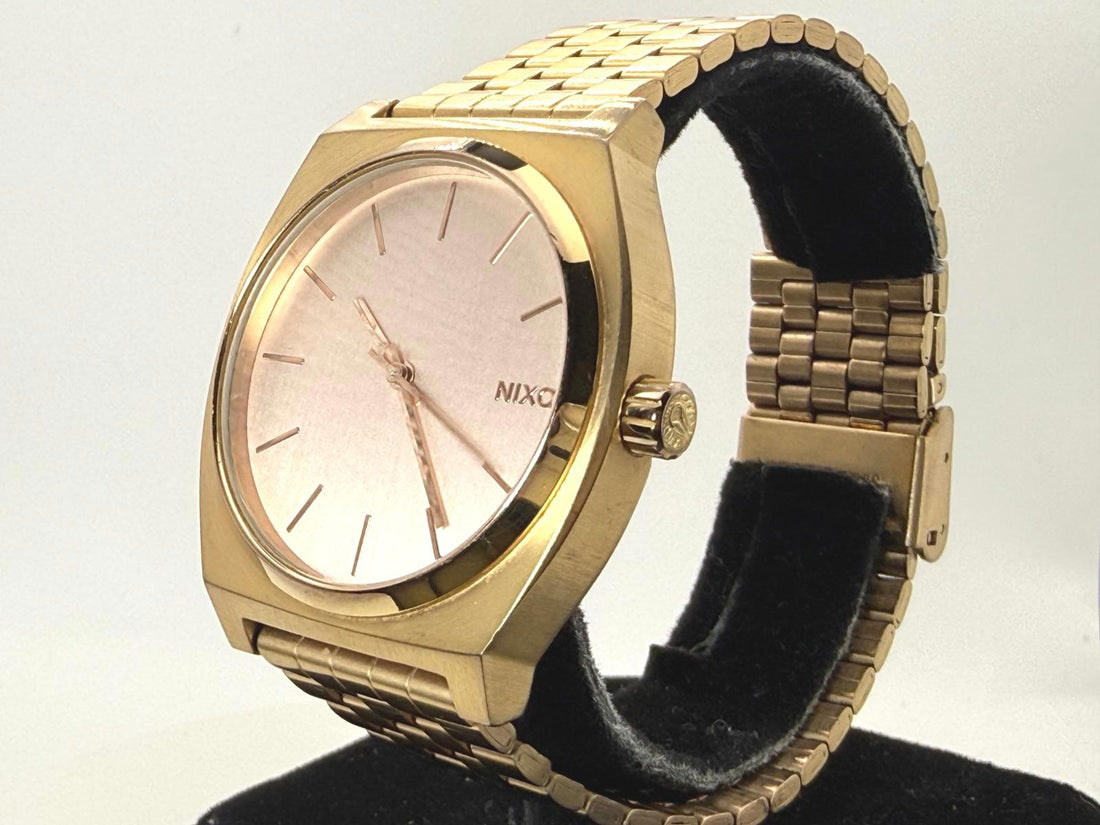 Nixon Minimal 15I Gold Tone 37mm Quartz Watch Steel Bracelet Unisex
