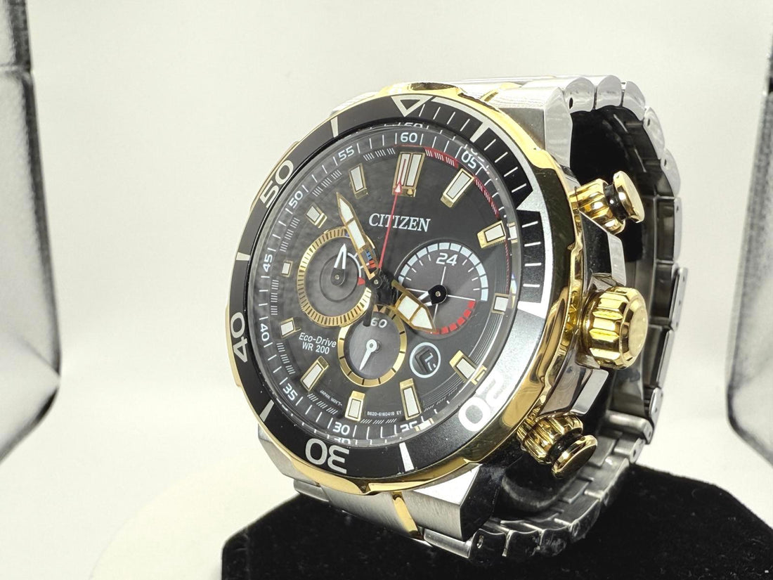Citizen Brycen Eco Drive CA4258-87E Chrono Diver Two Tone Black Dial 45mm Case