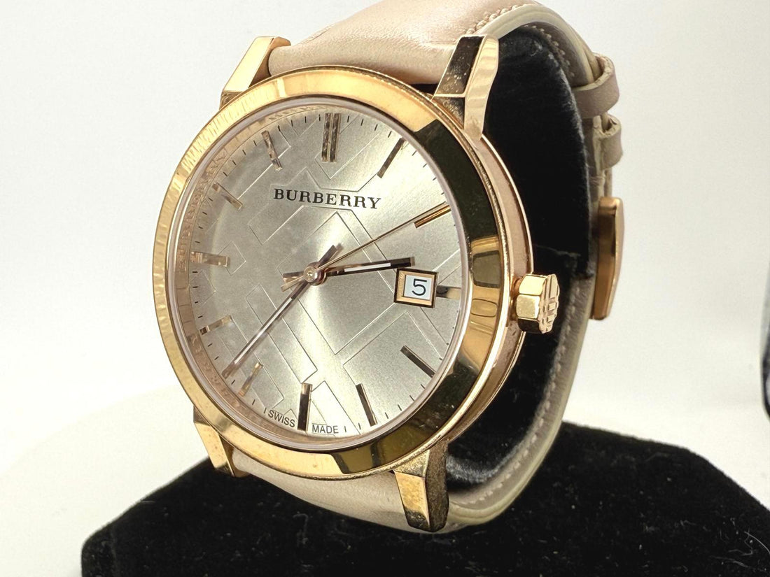 Burberry Swiss Quartz Date Watch | New Battery | Runs Great | Leather Strap 38mm