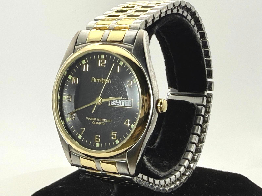 Armitron Mens Watch 20/1143 Two Tone Quartz Day Date 36mm Water Resist