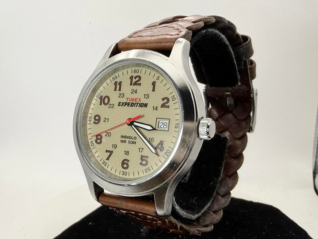 Timex Expedition 36mm Field Watch Cream Dial Date Indiglo New Battery