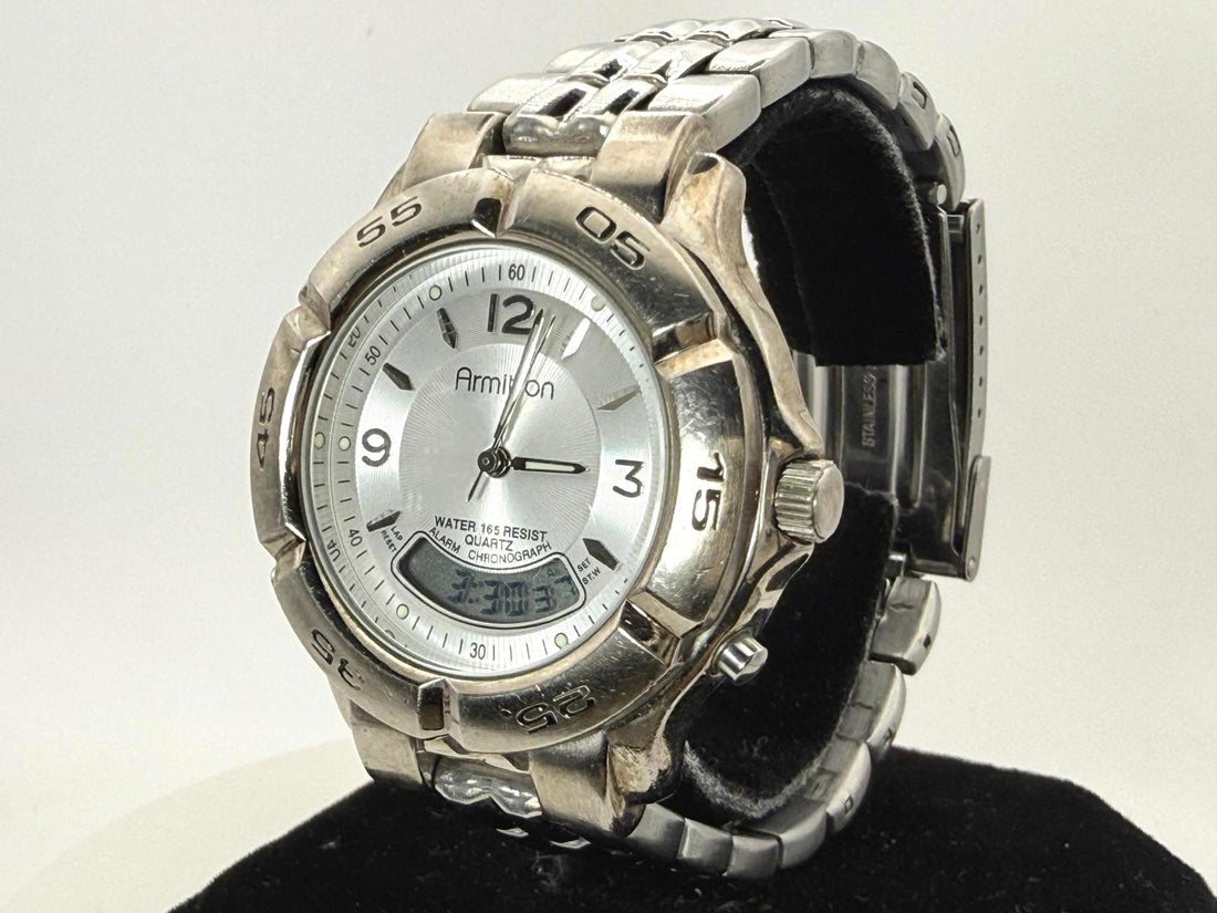 Armitron 20/1441-43 Ana-Digi Quartz 38mm Chronograph Alarm Watch New Batt